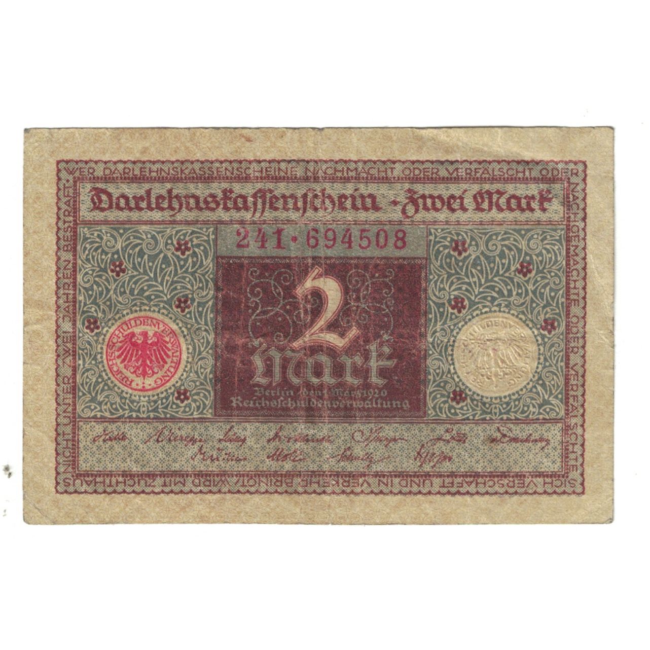 Geldschein, Deutschland, 2 Mark, KM:60, S