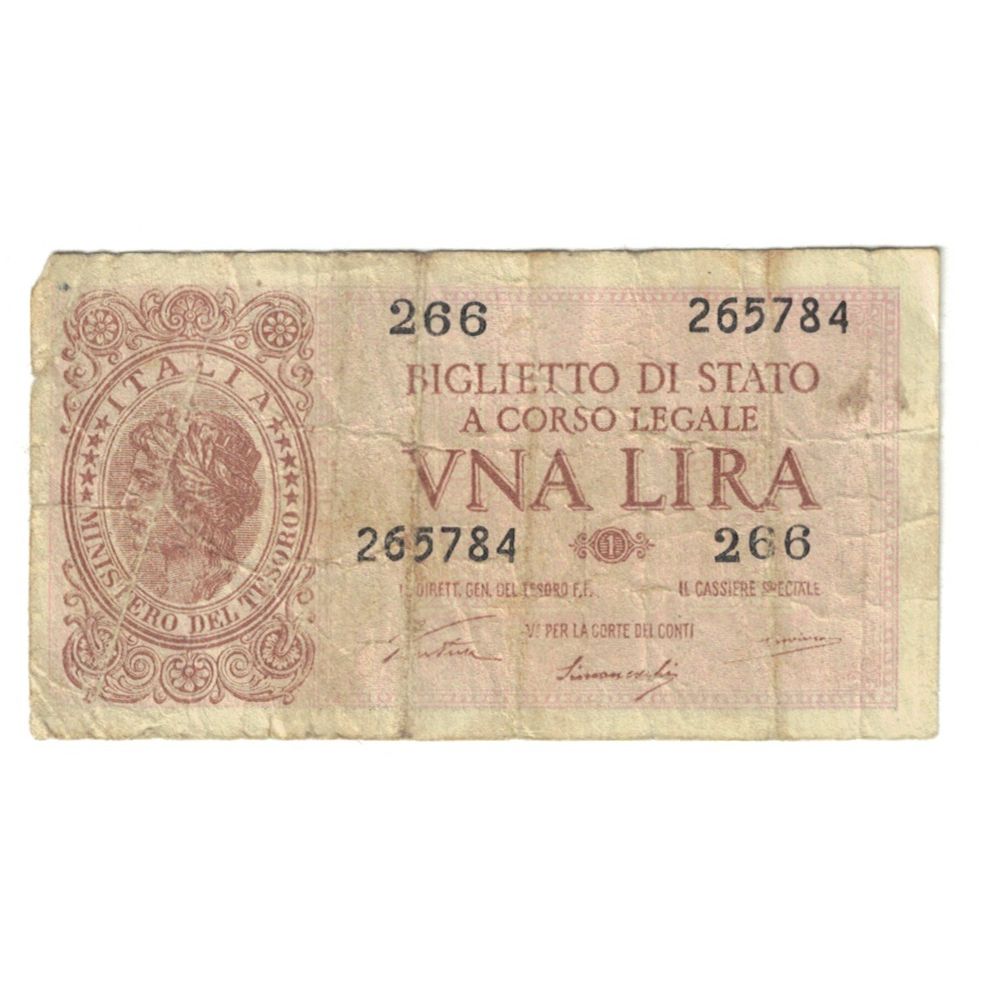 Banknote, Italy, 1 Lira, 1944, 1944-11-23, KM:29a, F(12-15)