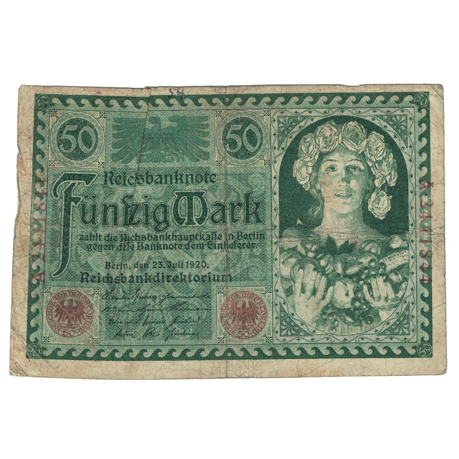 Billete, 50 Mark, 1920, Alemania, 1920-07-23, KM:68, BC