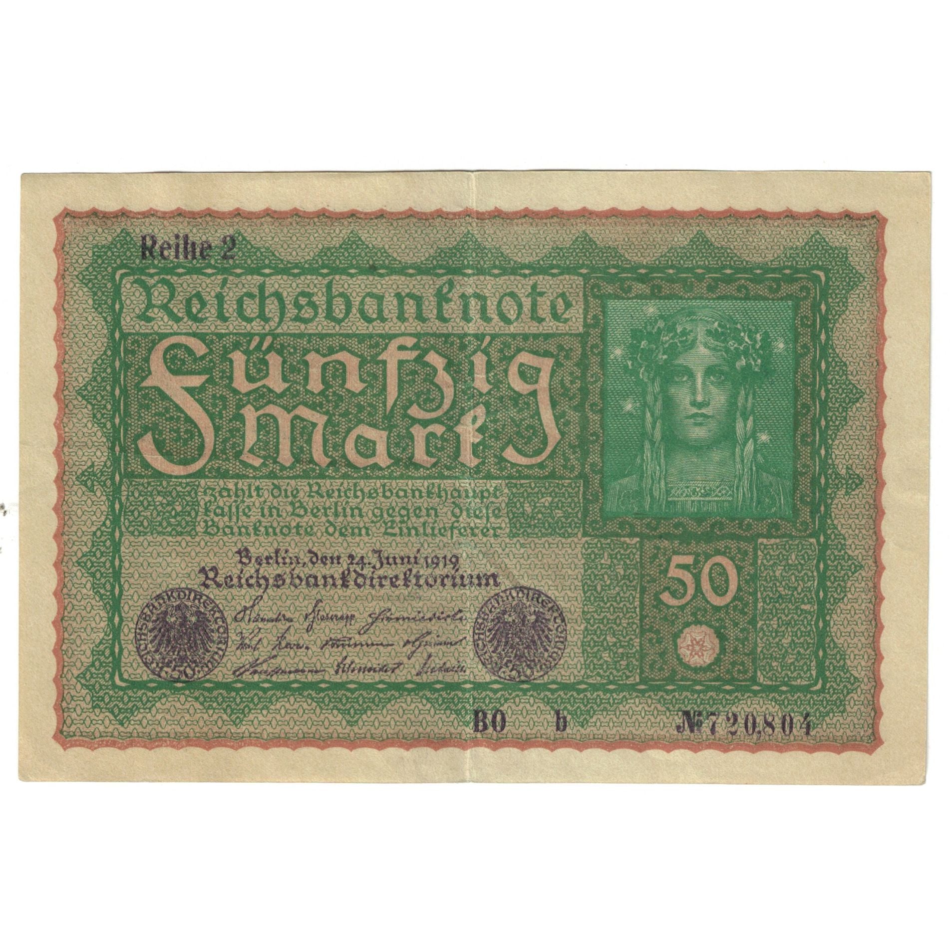 Nota, Alemanha, 50 Mark, 1919, 1919-06-24, KM:66, EF(40-45)