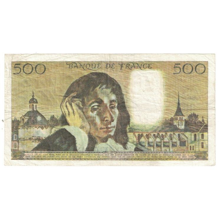 Francia, 500 Francs, Pascal, 1976, S.64 89076, MBC, Fayette:71.15, KM:156b