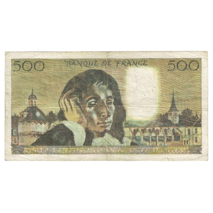 Francia, 500 Francs, Pascal, 1976, W.58 16606, MBC, Fayette:71.14, KM:156b
