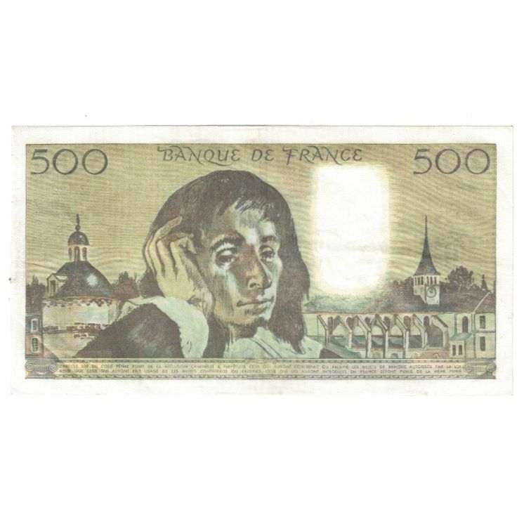 França, 500 Francs, Pascal, 1980, Z.122 98192, AU(55-58), Fayette:71.22