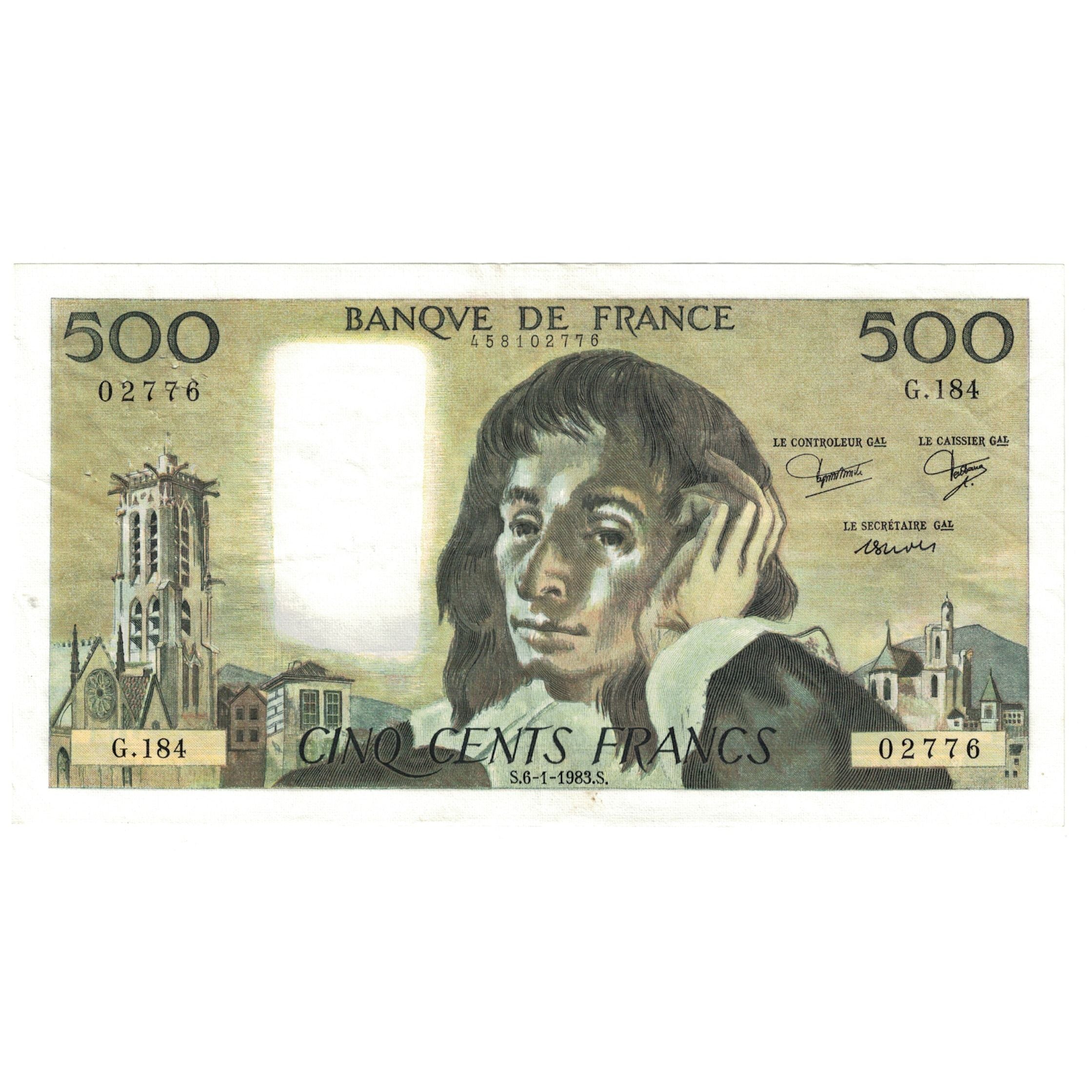 Francia, 500 Francs, Pascal, 1983, G.184 02776, SPL-, Fayette:71.28, KM:156e