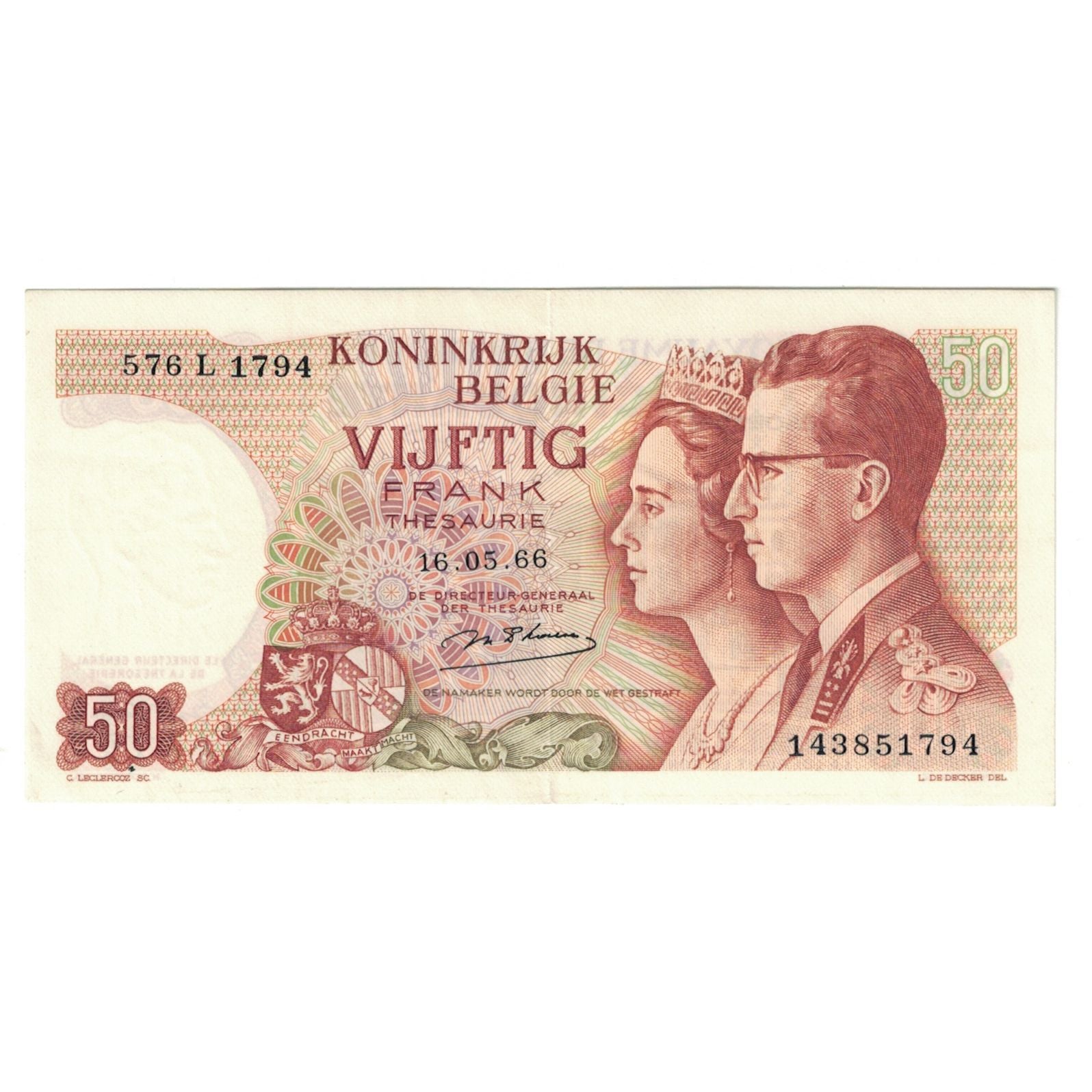 Billet, Belgique, 50 Francs, 1966, 1966-05-16, KM:139, SPL