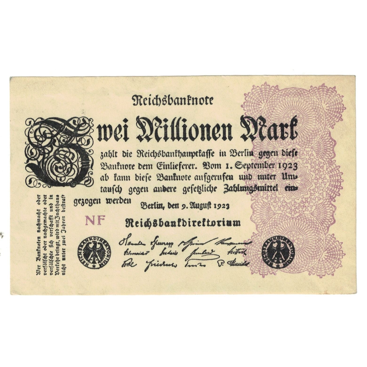 Banknote, Germany, 2 Millionen Mark, 1923, 1923-08-09, KM:104c, AU(55-58)