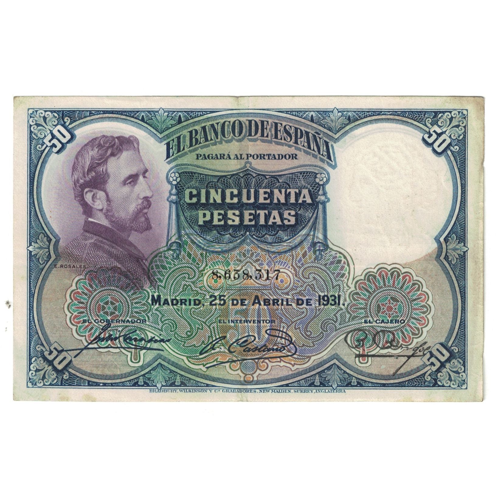 Banknote, Spain, 50 Pesetas, 1931, 1931-04-25, KM:82, EF(40-45)
