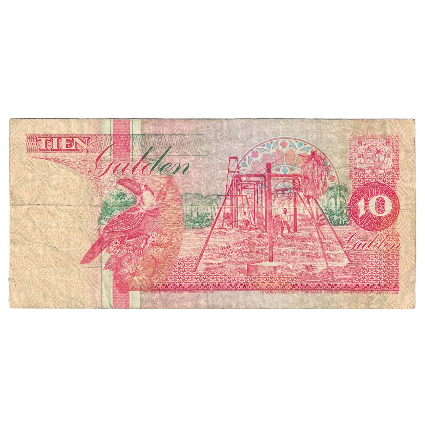 Biljet, Suriname, 10 Gulden, KM:137a, TB+