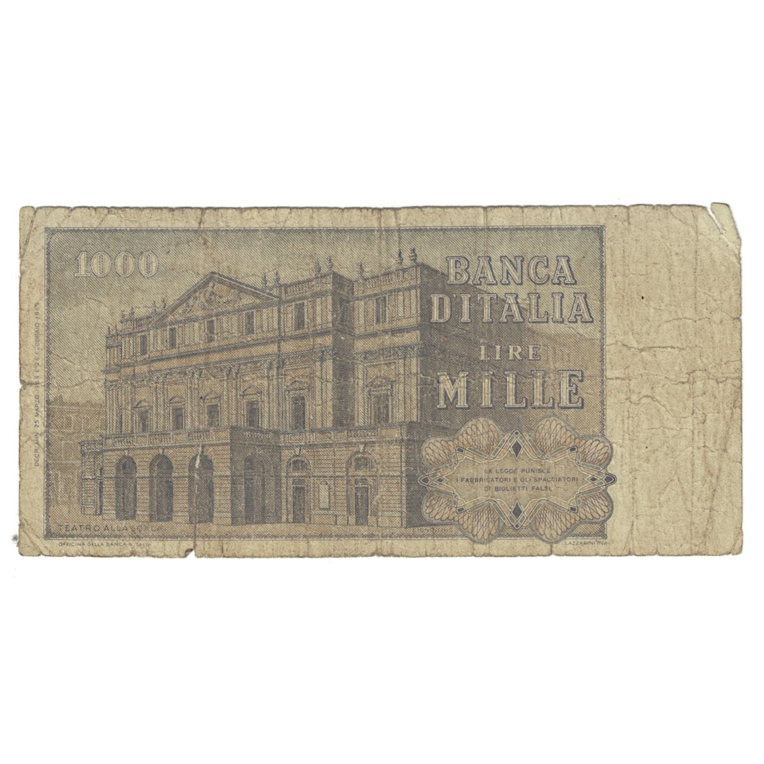 Geldschein, Italien, 1000 Lire, 1969, 1969-02-26, KM:101a, SGE+