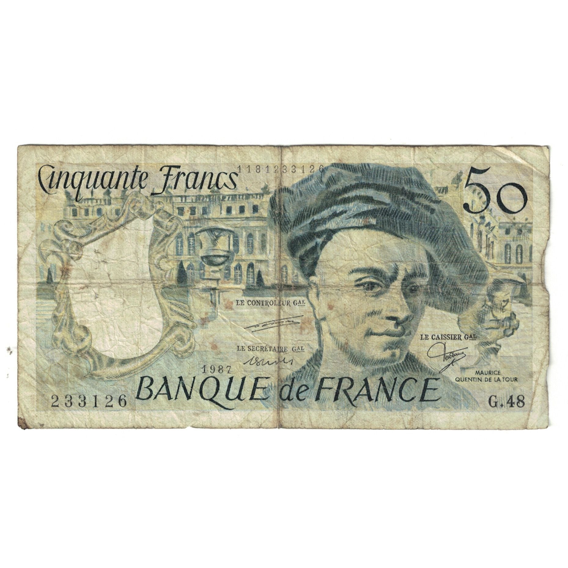 France, 50 Francs, Quentin de La Tour, 1987, G48, F(12-15), Fayette:67.13