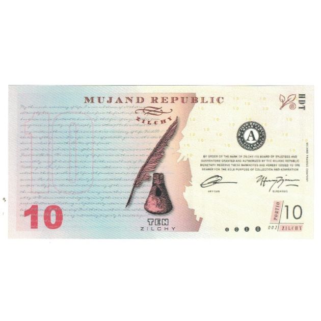 Billete, 2013, Comprobantes privados / no oficiales, FANTASY BANKNOTE 10 ZILCHY