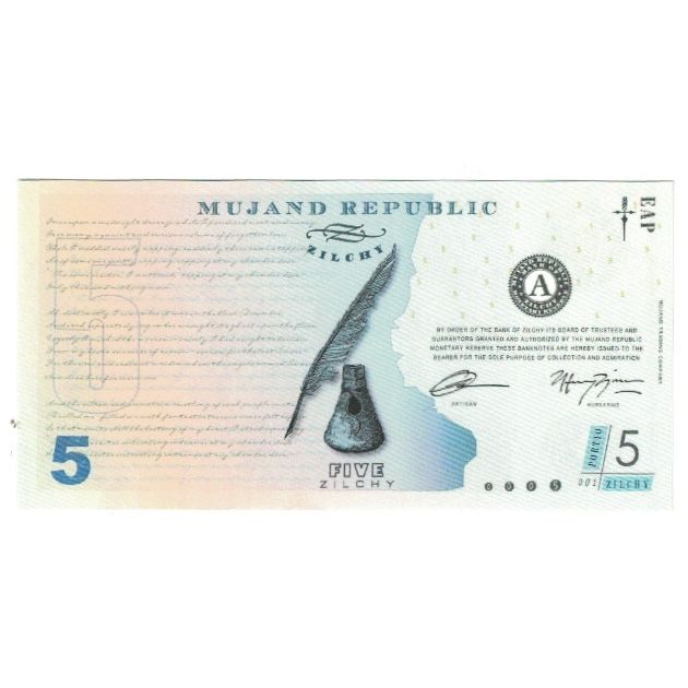 Billete, 2013, Comprobantes privados / no oficiales, FANTASY BANKNOTE 5 ZILCHY
