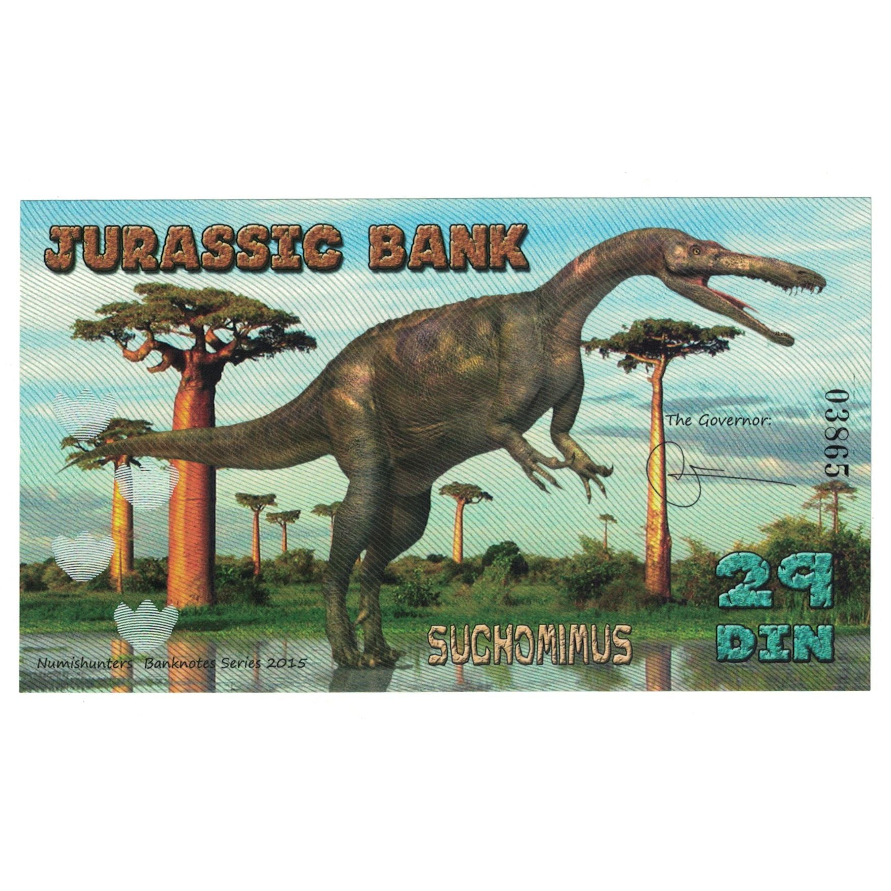 Banconote, Spagna, Tourist Banknote, 2015, JURASSIC BANK 29 DIN, FDS