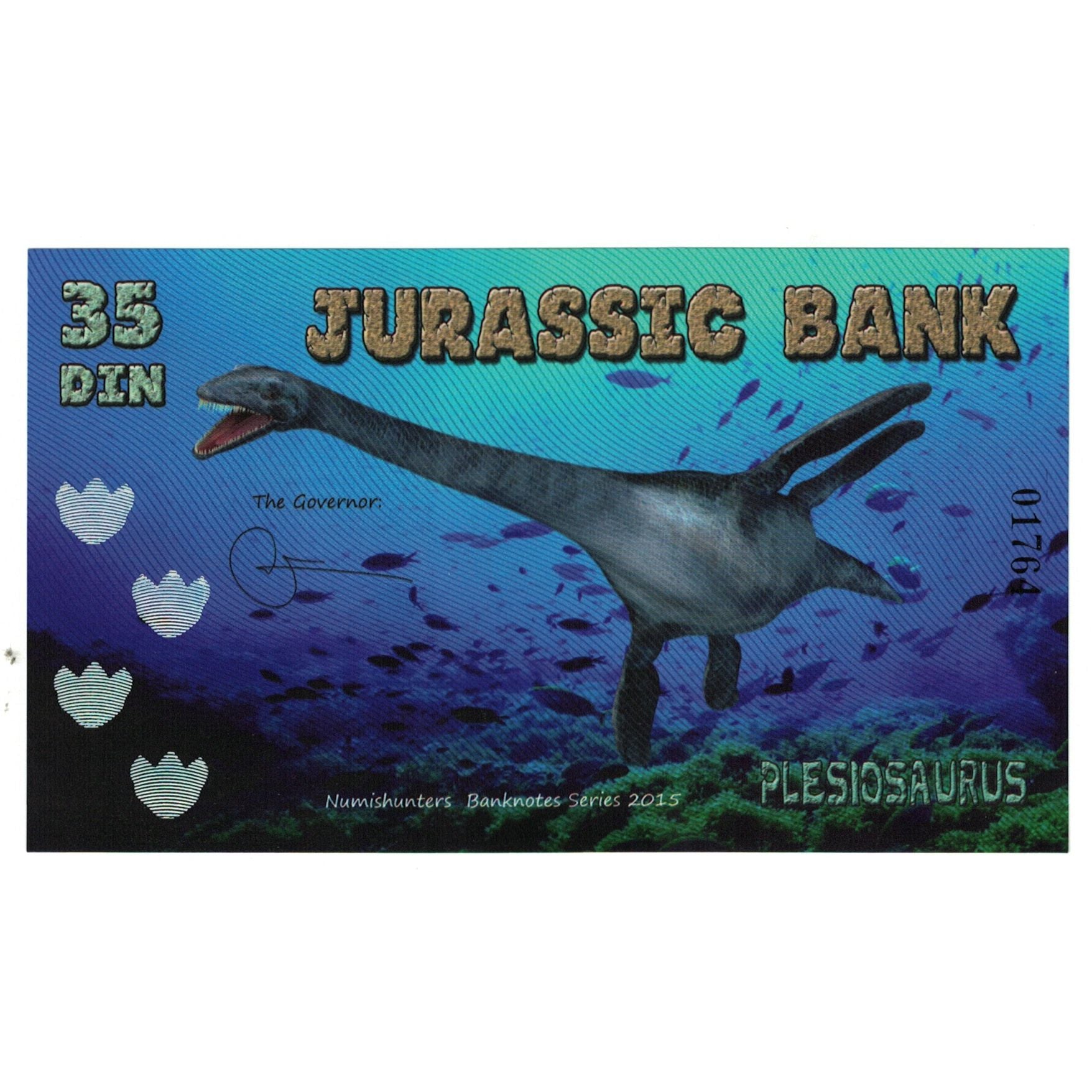 Biljet, Spanje, Tourist Banknote, 2015, JURASSIC BANK 35 DIN, NIEUW