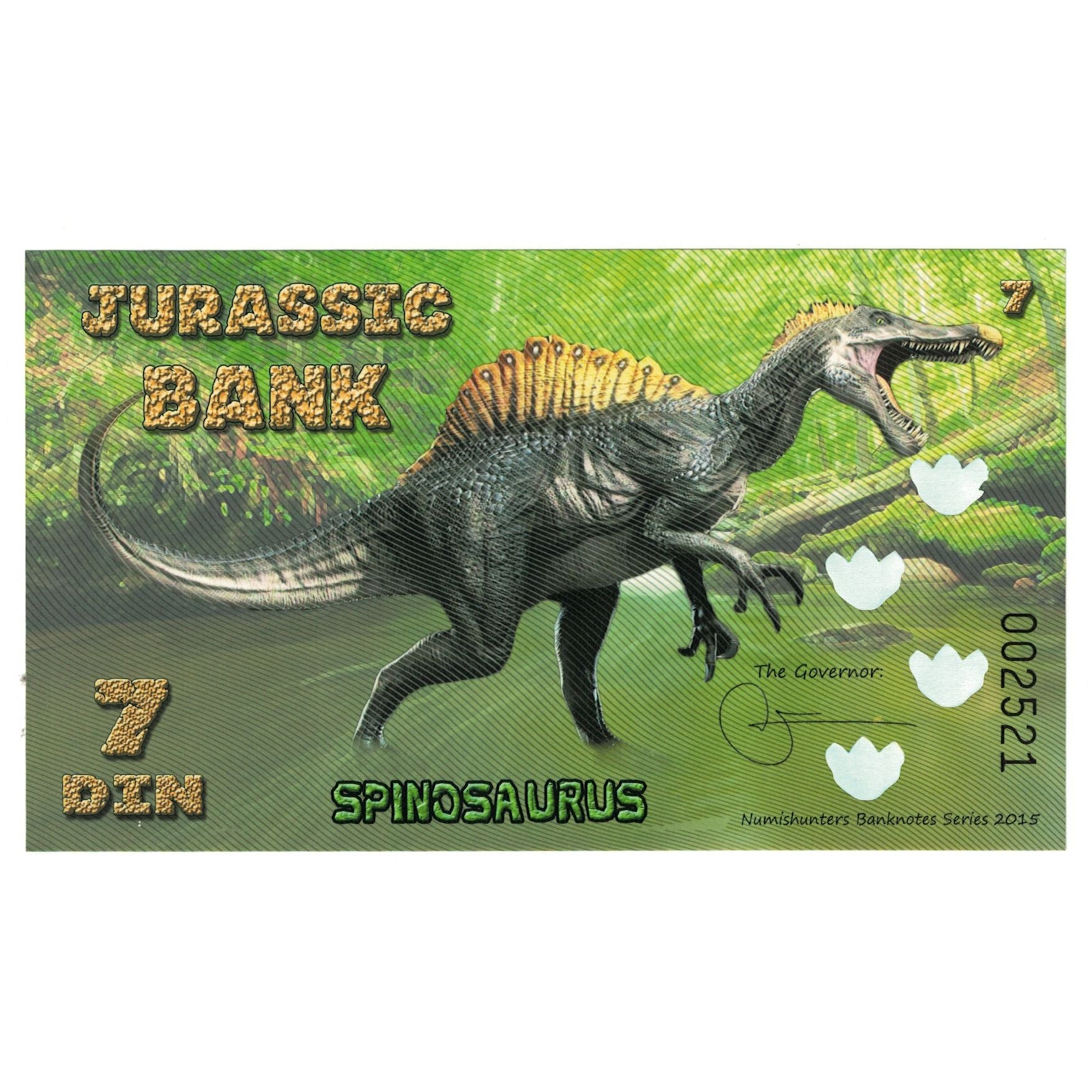 Banknot, Hiszpania, Tourist Banknote, 2015, Undated, JURASSIC BANK 7 DIN