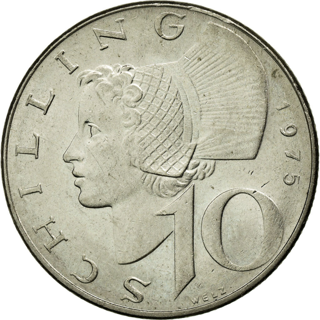 Coin, Austria, 10 Schilling, 1975, AU(50-53), Copper-Nickel Plated Nickel