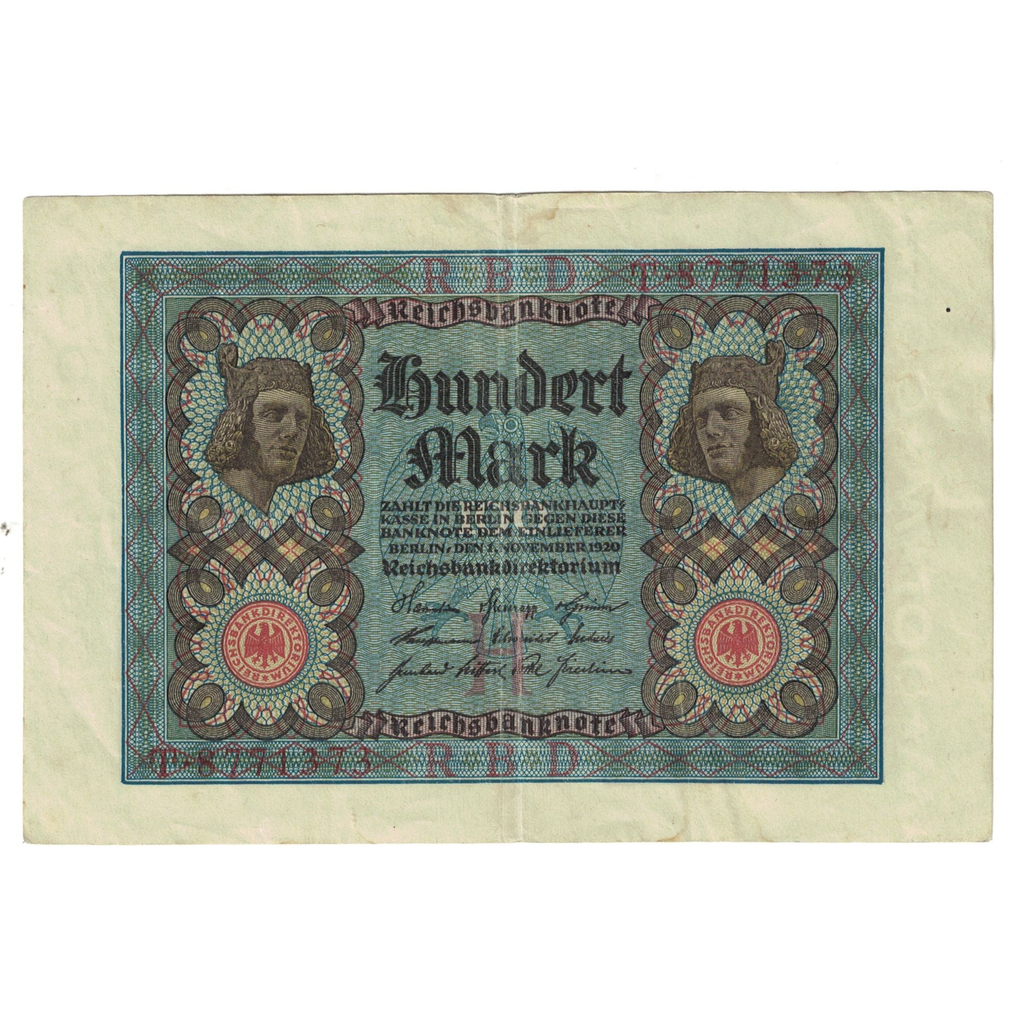 Billete, 100 Mark, 1920, Alemania, 1920-11-01, KM:69a, MBC
