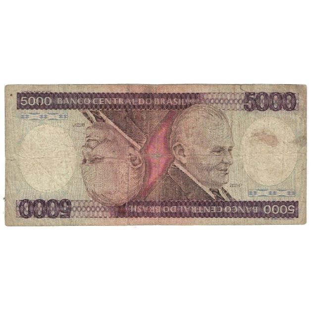 Billet, Brésil, 5000 Cruzeiros, Undated (1983), KM:202b, B+