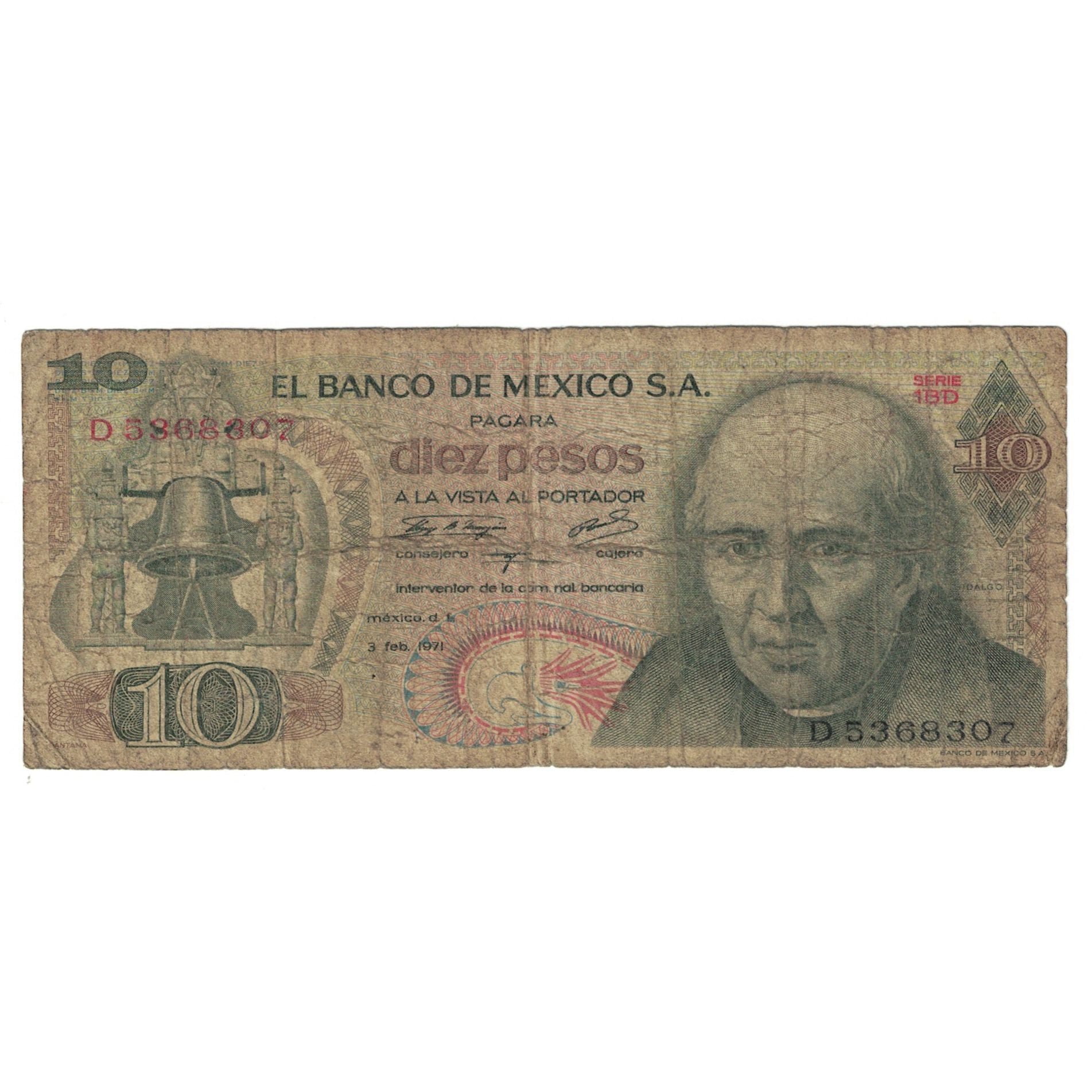 Banknot, Mexico, 10 Pesos, 1971, 1971-02-03, KM:63d, F(12-15)