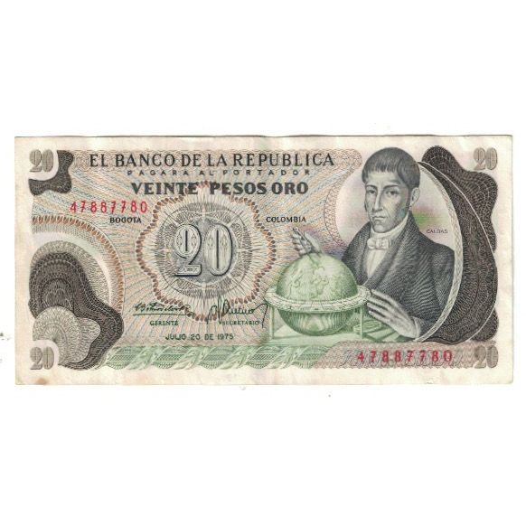 Billete, 20 Pesos Oro, 1975, Colombia, 1975-07-20, KM:409d, MBC