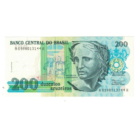 Banknote, Brazil, 200 Cruzeiros, 1990, UNdated (1990), KM:229, UNC(65-70)