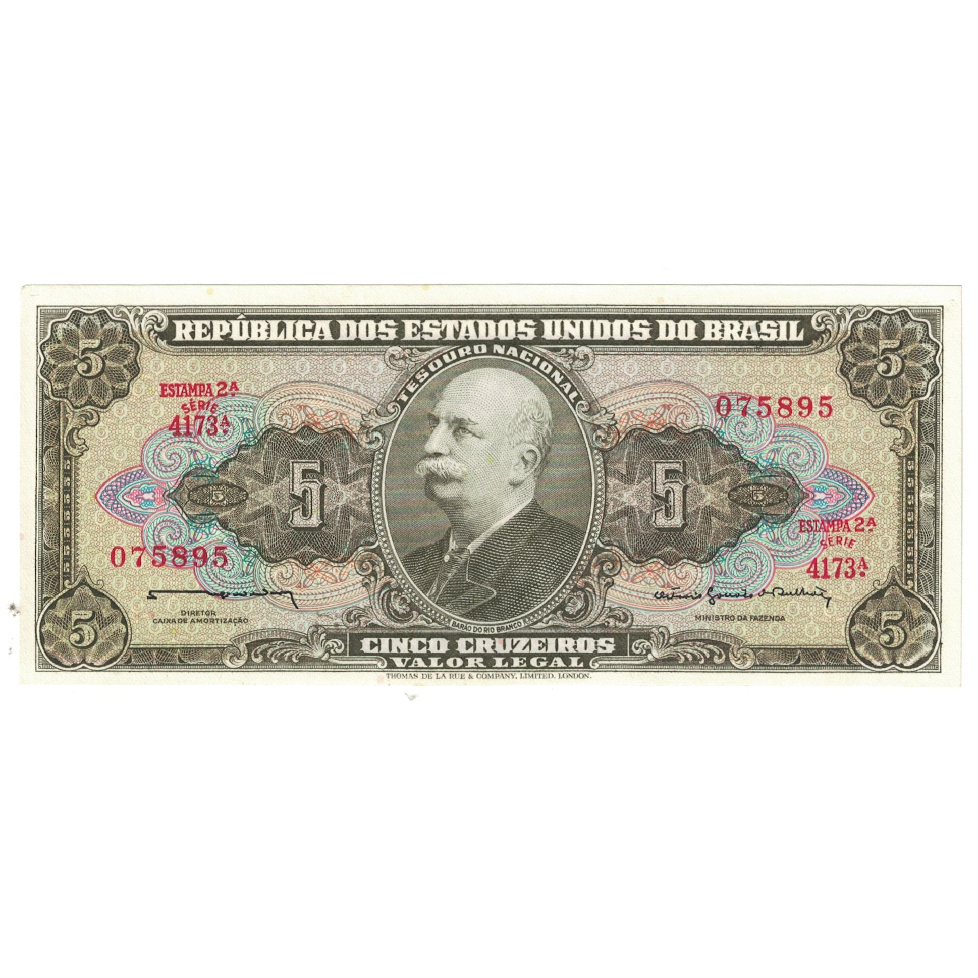 Banknote, Brazil, 5 Cruzeiros, KM:176d, UNC(60-62)