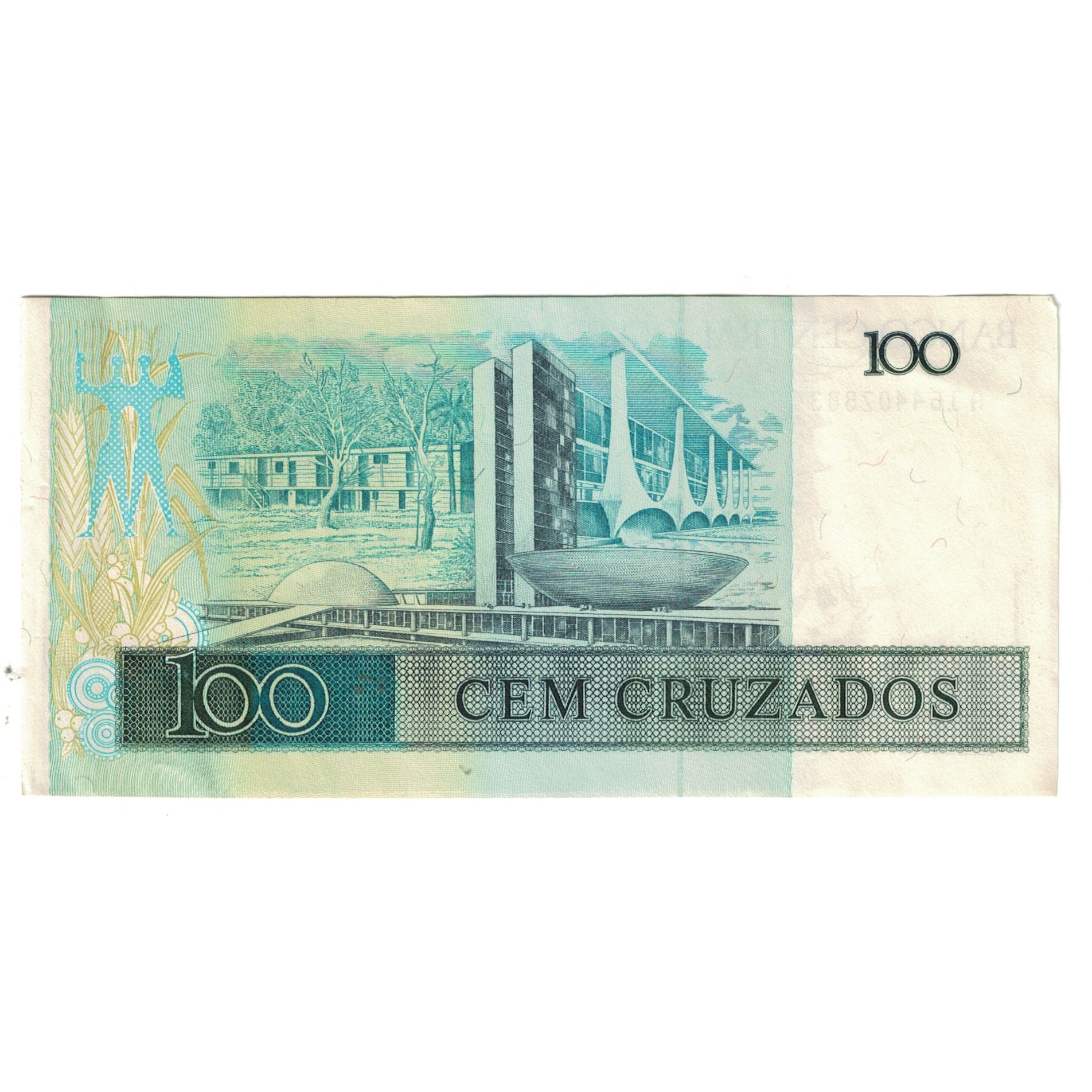 Nota, Brasil, 100 Cruzados, 1985, KM:211c, AU(55-58)