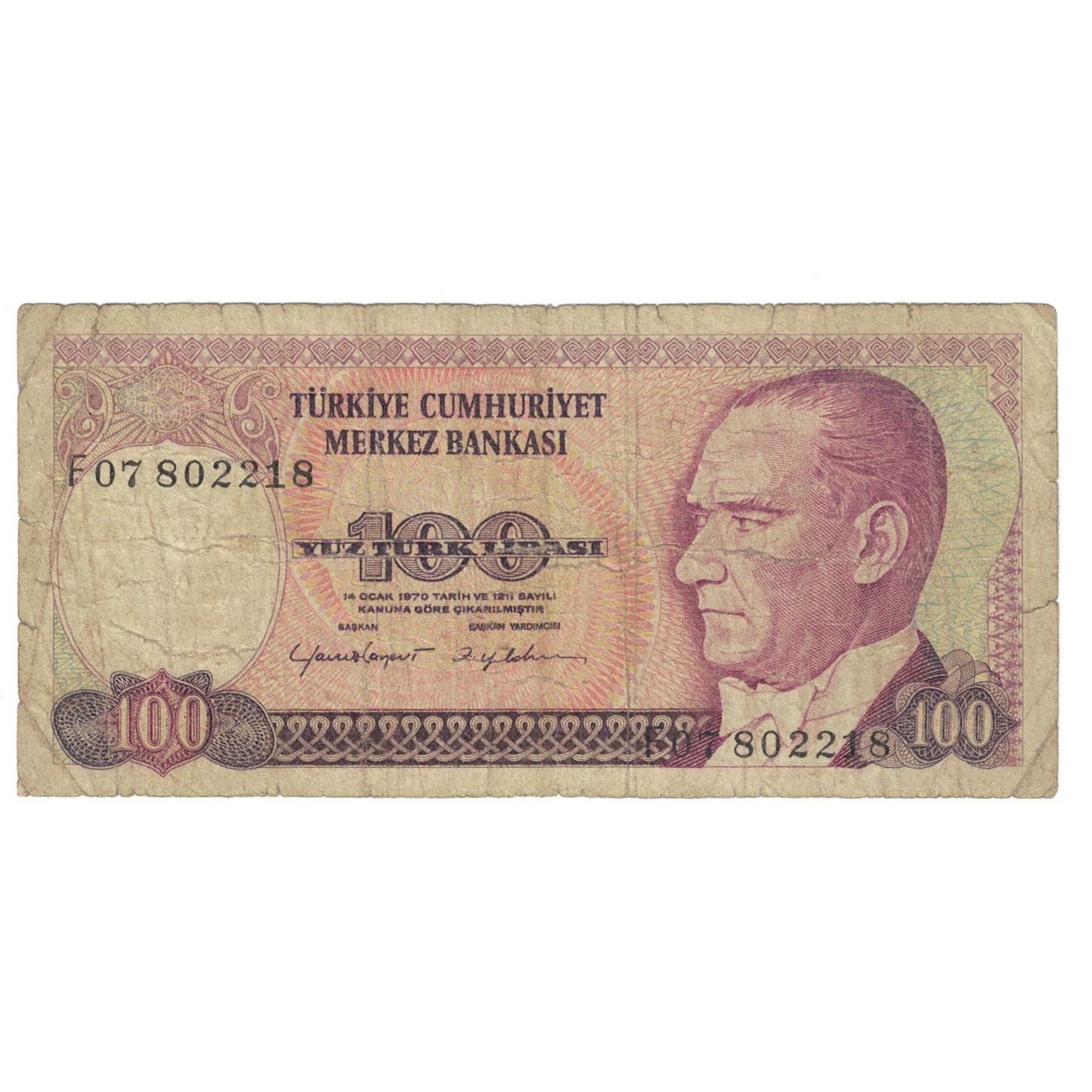 Banknote, Turkey, 100 Lira, KM:194a, VF(20-25)