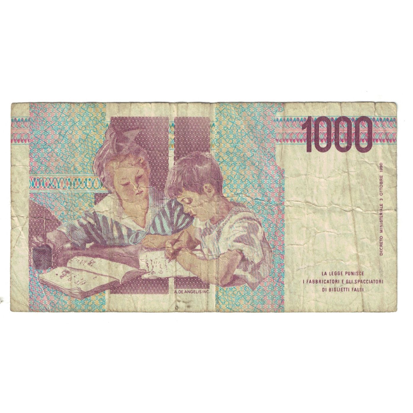 Banknote, Italy, 1000 Lire, 1990, 1990-10-03, KM:114a, VF(20-25)