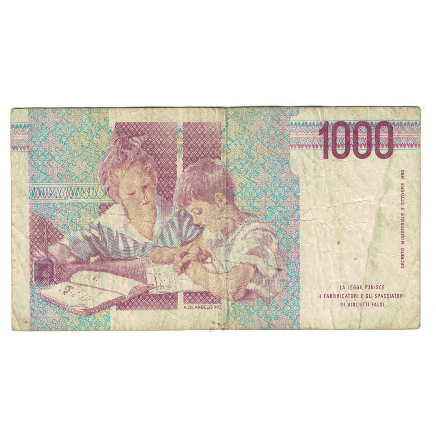 Banknote, Italy, 1000 Lire, 1990, 1990-10-03, KM:114a, VF(20-25)