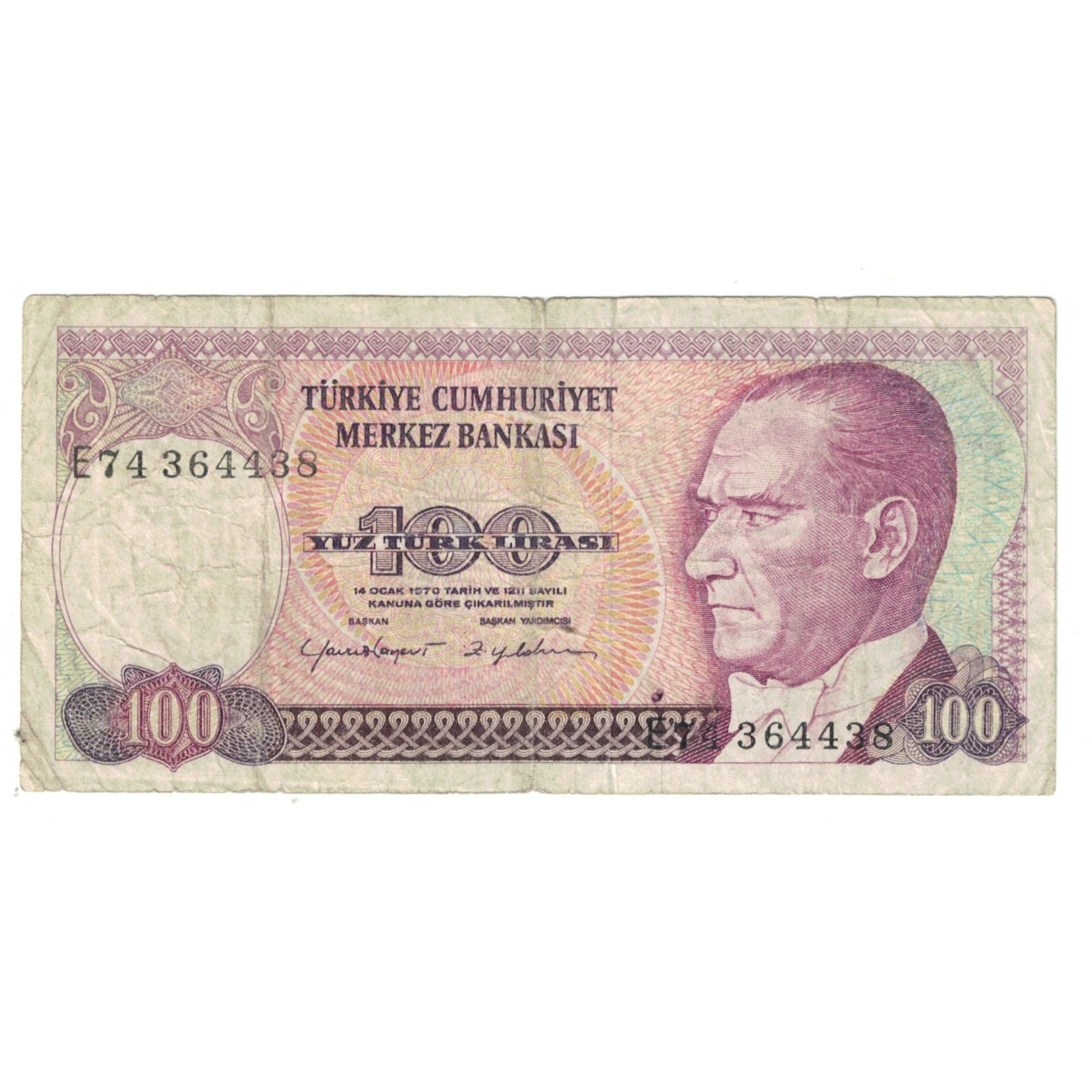 Banknote, Turkey, 100 Lira, 1970, KM:194a, VF(20-25)