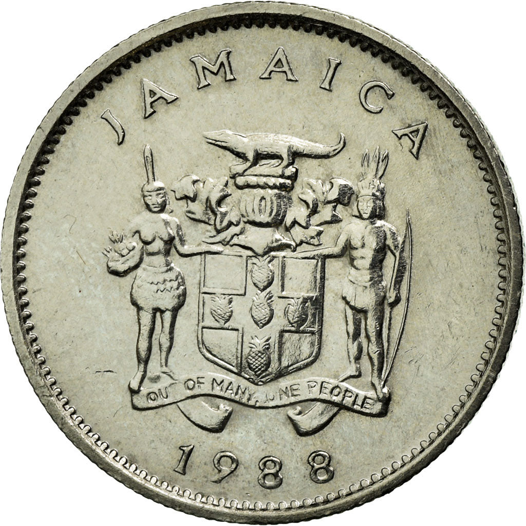 Coin, Jamaica, Elizabeth II, 5 Cents, 1988, Franklin Mint, MS(60-62)