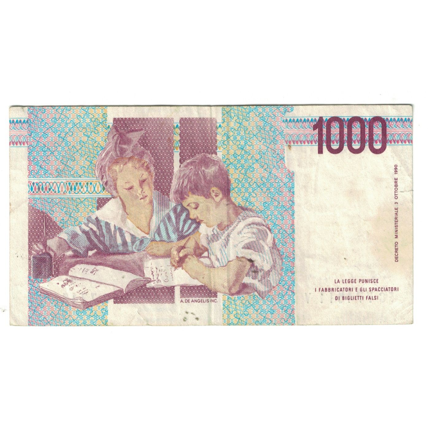 Banknot, Włochy, 1000 Lire, 1990, 1990-10-03, KM:114a, EF(40-45)