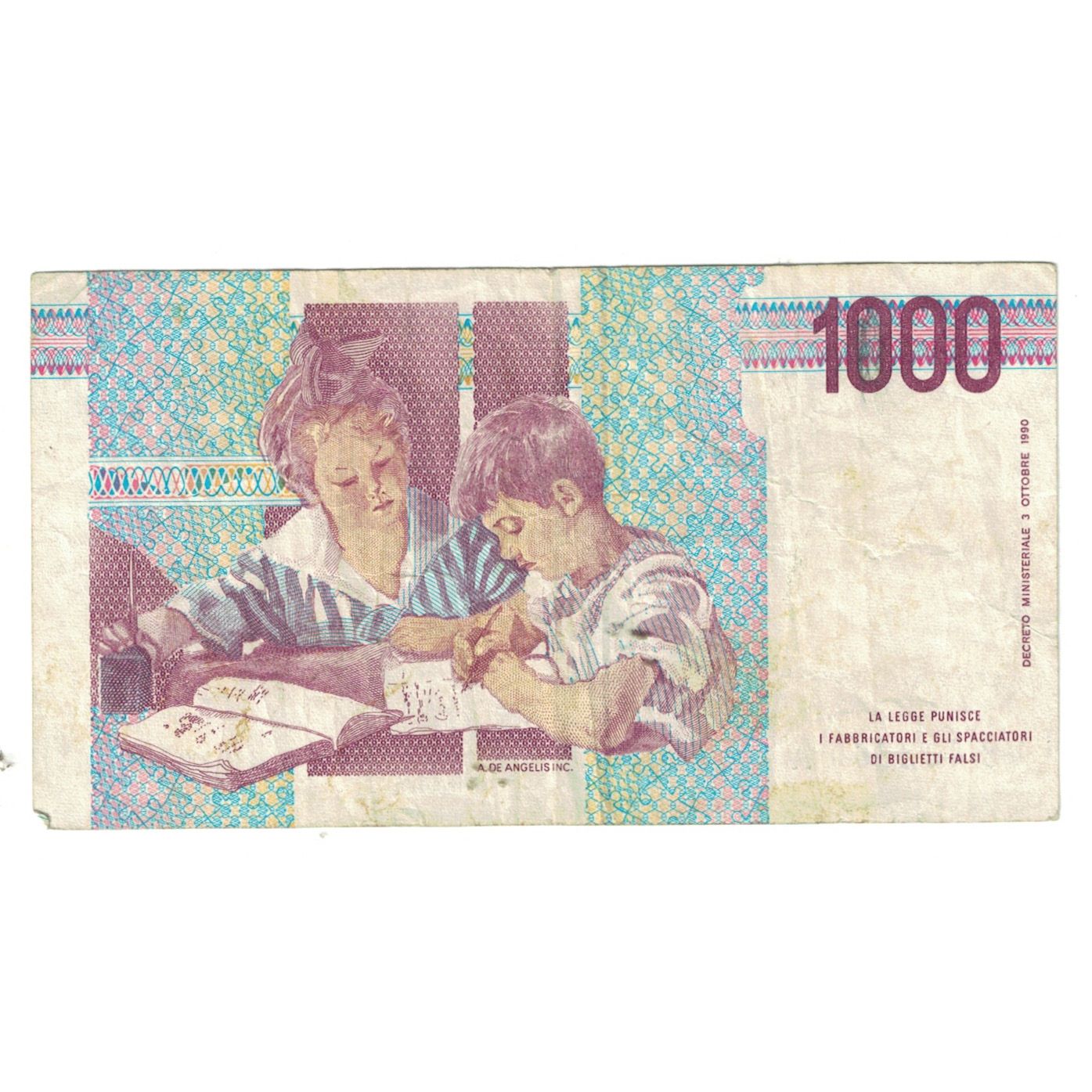 Banknote, Italy, 1000 Lire, 1990, 1990-10-03, KM:114a, VF(20-25)