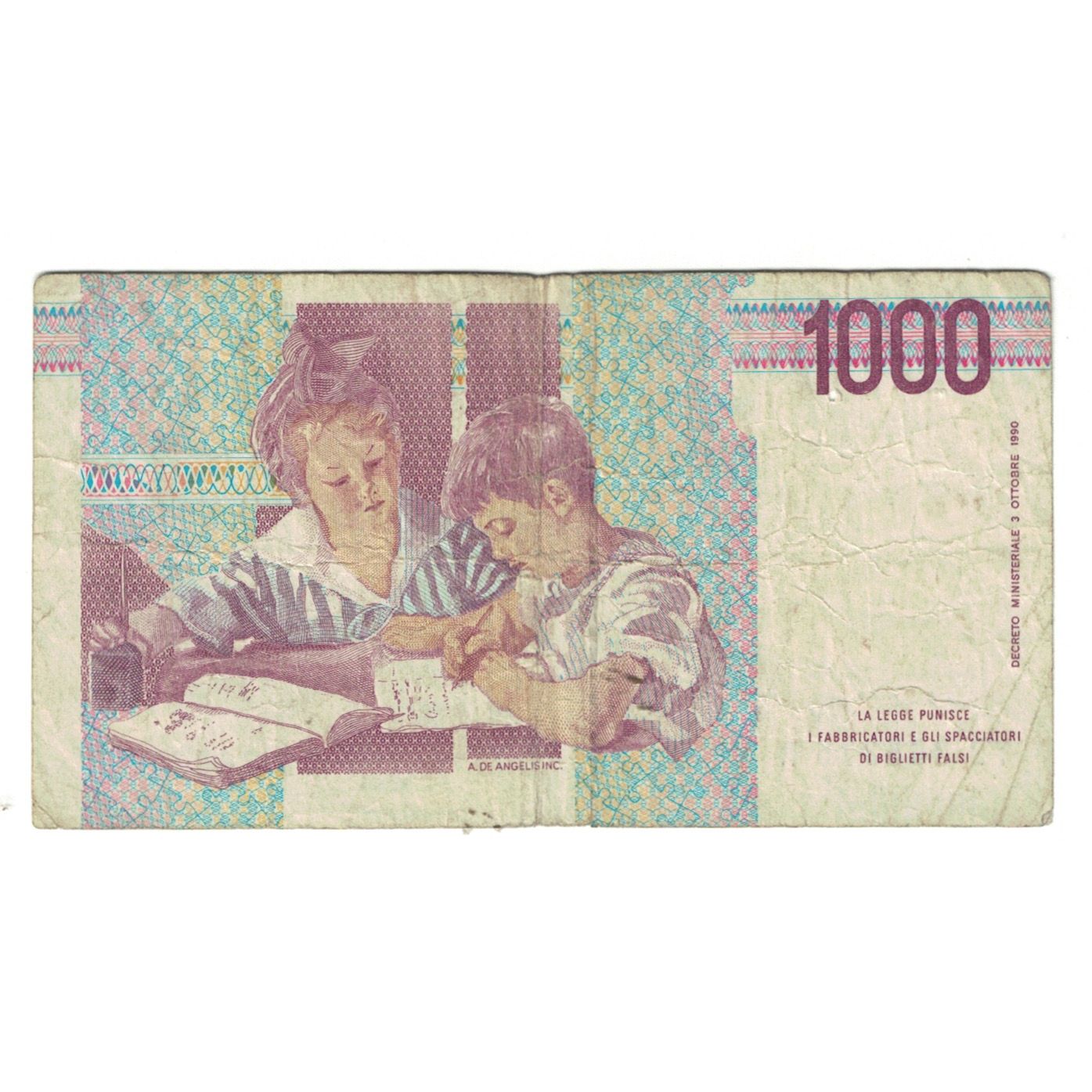 Banknote, Italy, 1000 Lire, 1990, 1990-10-03, KM:114a, VF(20-25)