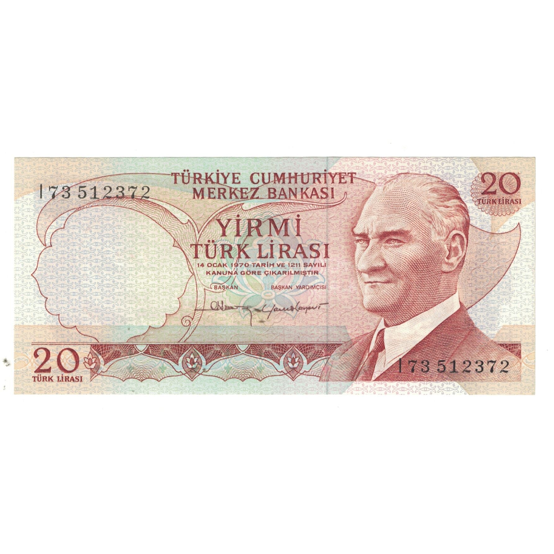 Banknote, Turkey, 20 Lira, 1970, KM:187a, UNC(65-70)
