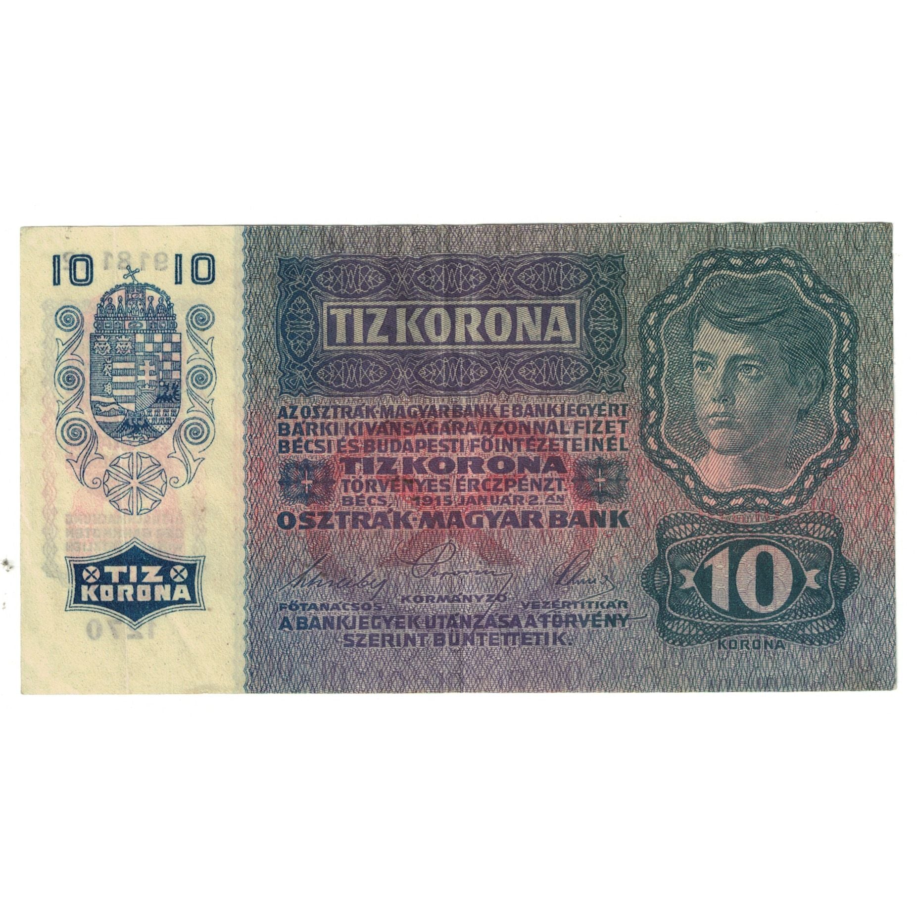 Banknote, Austria, 10 Kronen, 1915, 1915-01-02, KM:51a, EF(40-45)