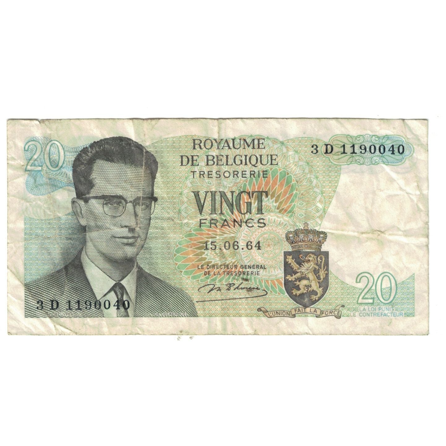 Banknote, Belgium, 20 Francs, 1964, 1964-06-15, KM:138, VF(20-25)
