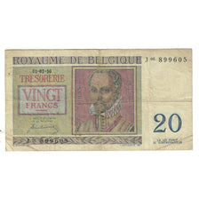 Banknote, Belgium, 20 Francs, 1950, 1950-07-01, KM:132a, VF(20-25)