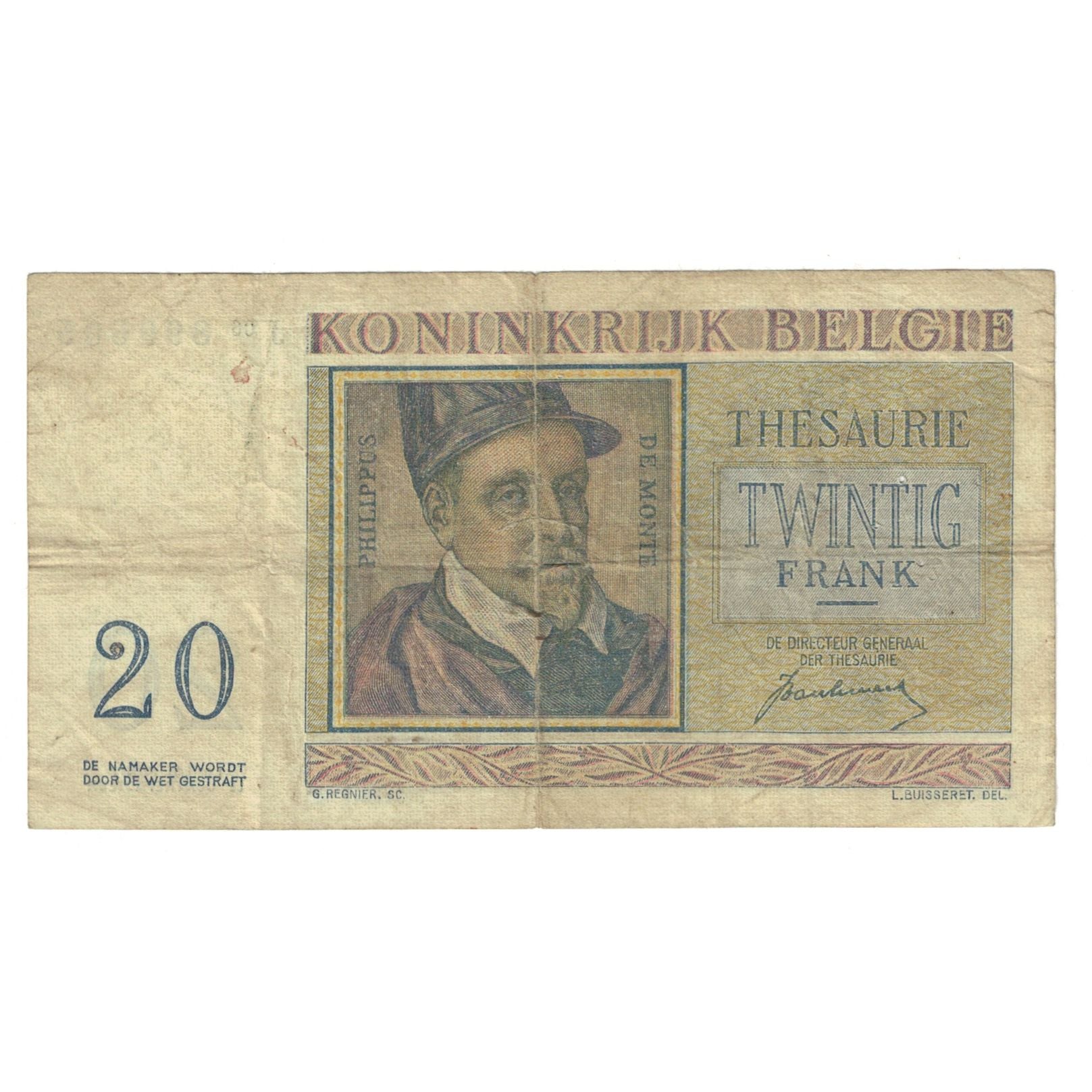 Banknote, Belgium, 20 Francs, 1950, 1950-07-01, KM:132a, VF(20-25)