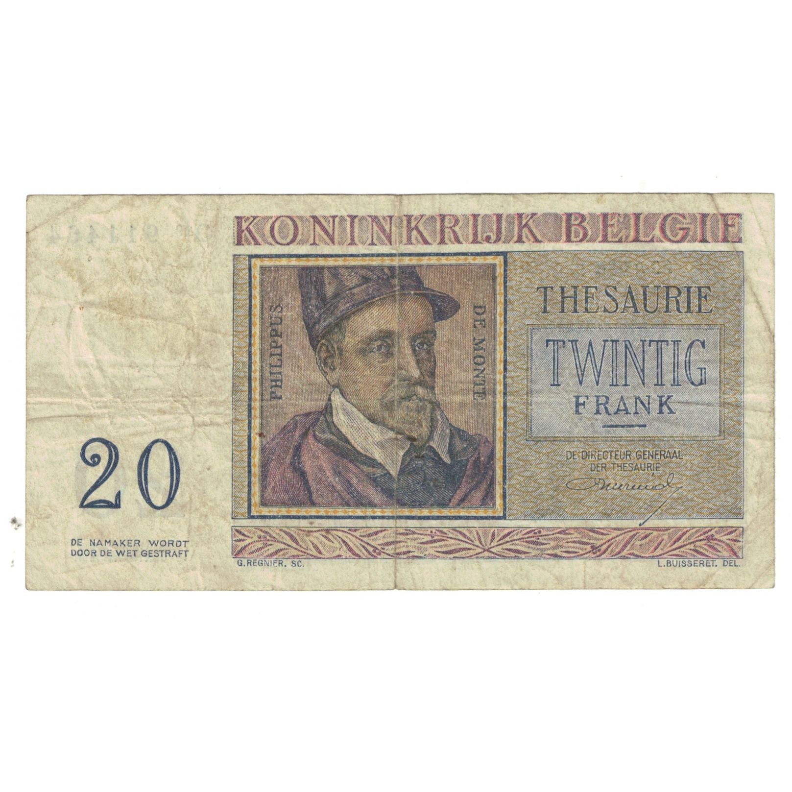 Banknote, Belgium, 20 Francs, 1956, 1956-04-03, KM:132b, VF(20-25)