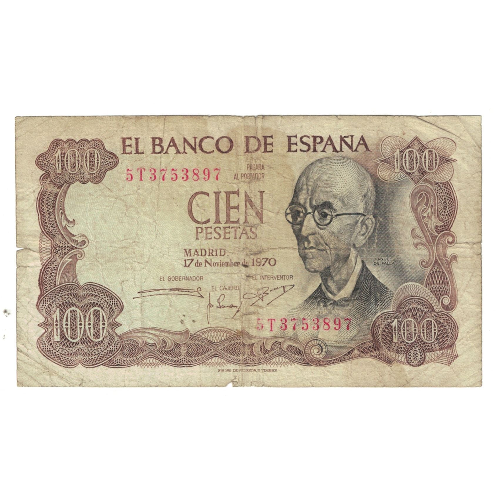 Banknote, Spain, 100 Pesetas, 1970, 1970-11-17, KM:152a, VG(8-10)