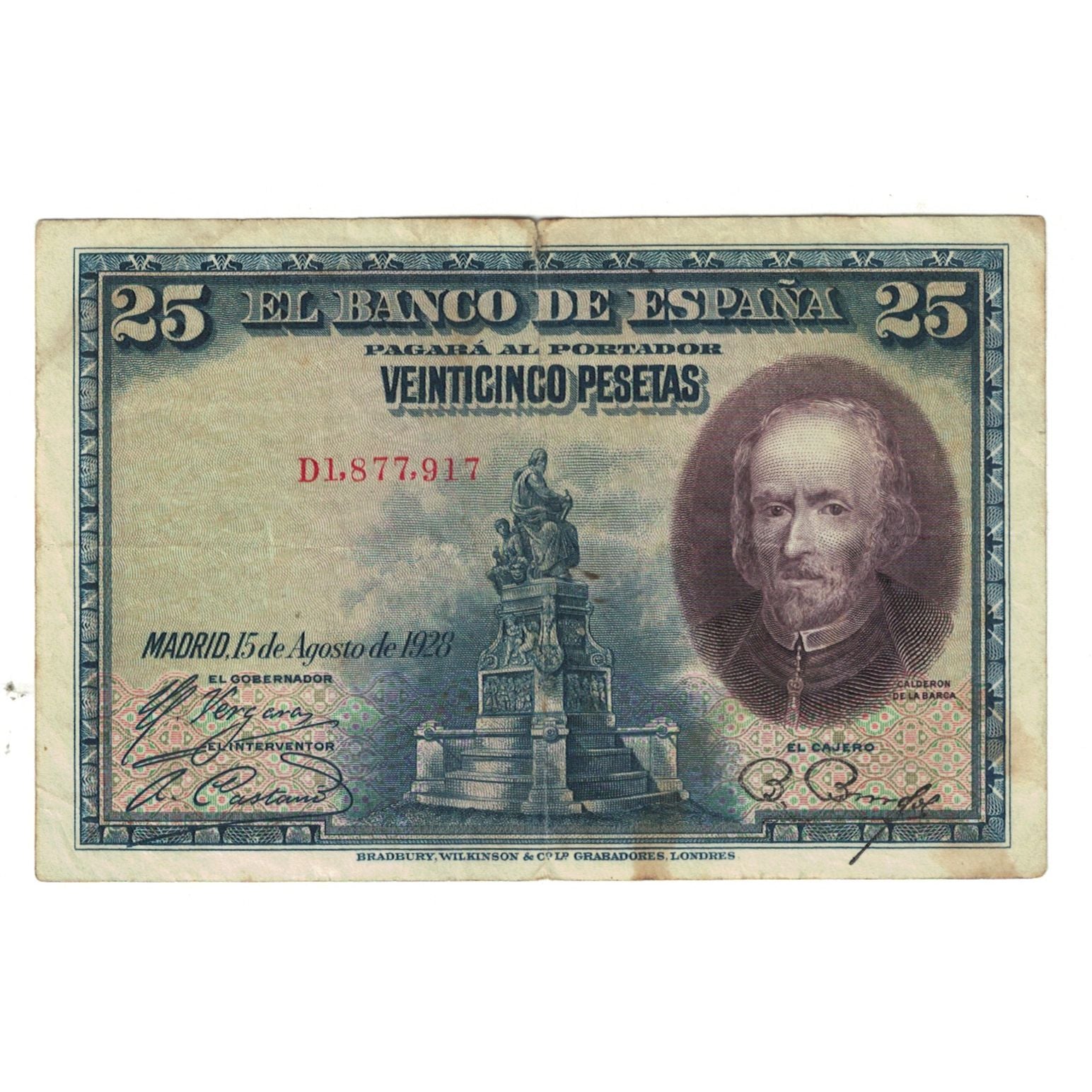 Billete, 25 Pesetas, 1928, España, 1928-08-15, KM:74b, BC
