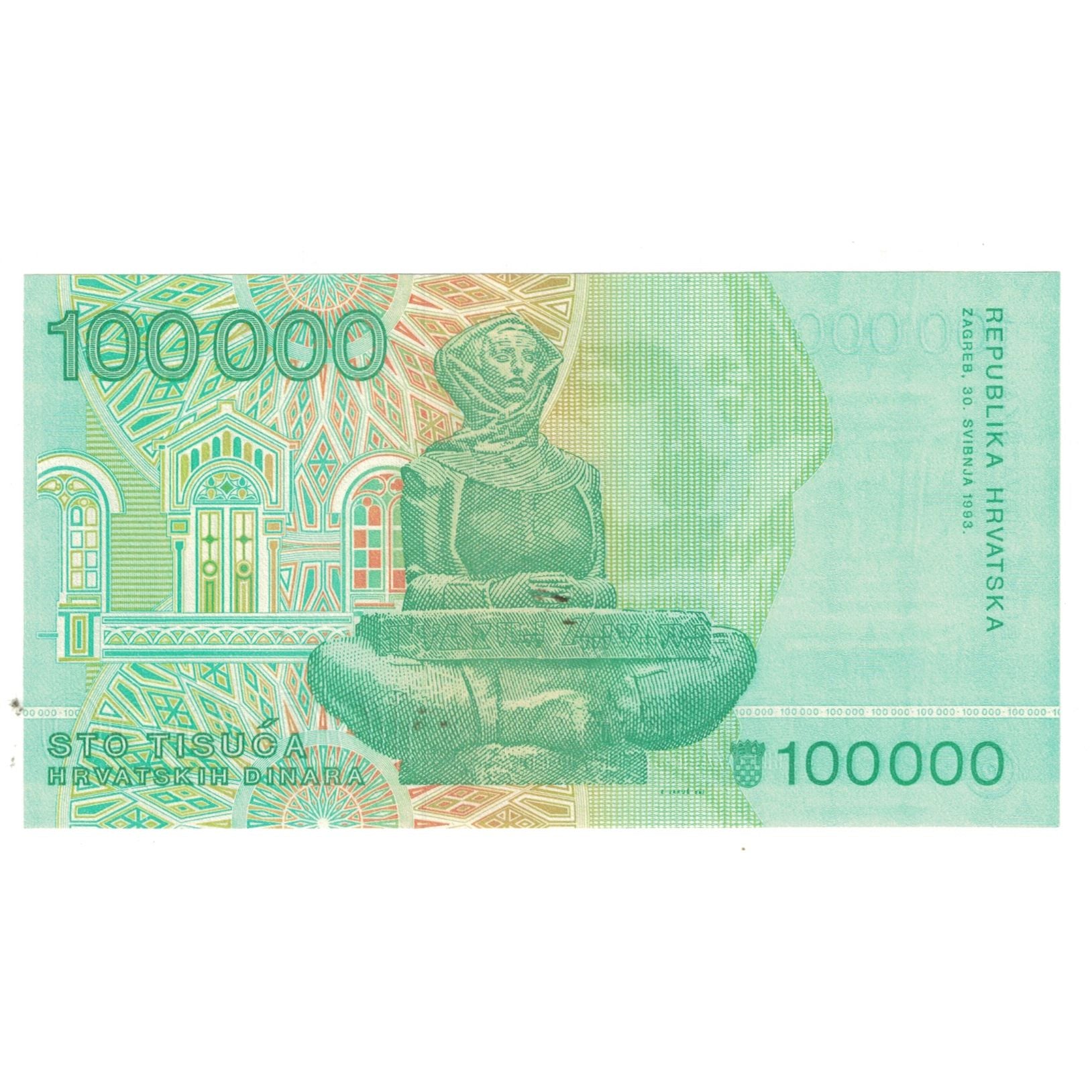 Banconote, Croazia, 100,000 Dinara, 1993, KM:27A, FDS