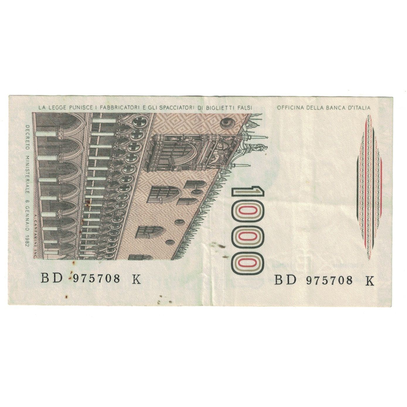 Banknote, Italy, 1000 Lire, 1982, 1982-01-06, KM:109a, EF(40-45)