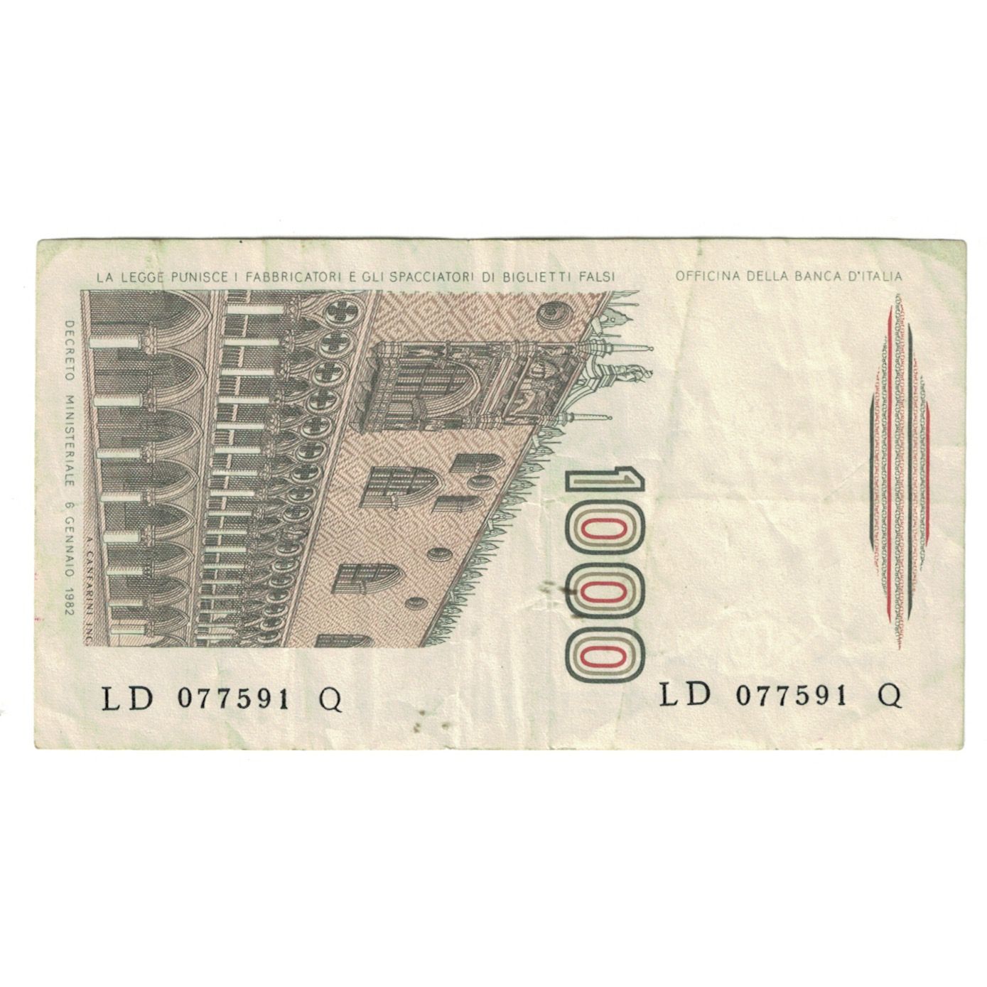 Banknote, Italy, 1000 Lire, 1982, 1982-01-06, KM:109a, EF(40-45)
