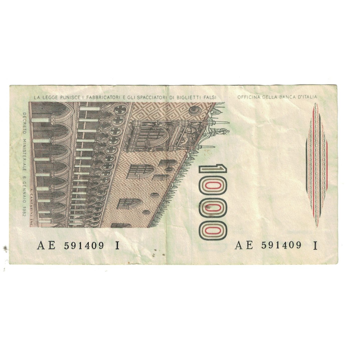 Banknote, Italy, 1000 Lire, 1982, 1982-01-06, KM:109a, EF(40-45)
