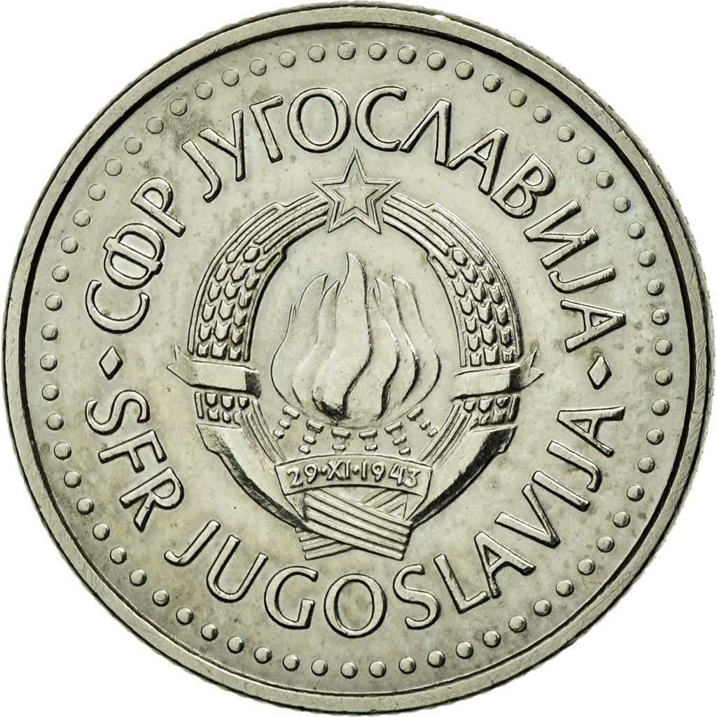 Coin, Yugoslavia, 10 Dinara, 1987, AU(50-53), Copper-nickel, KM:89