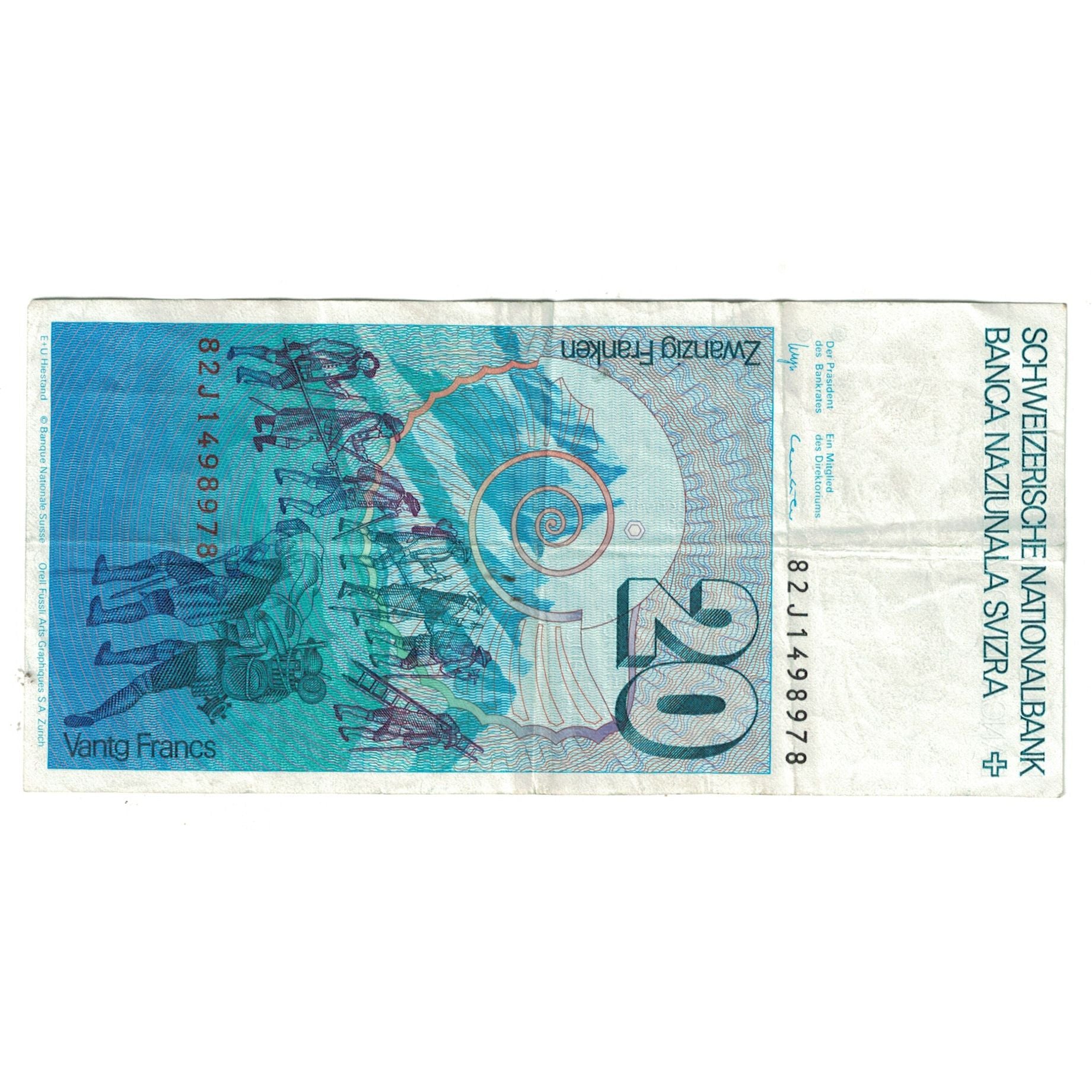 Banknote, Switzerland, 20 Franken, 1983, 1983, KM:55e, EF(40-45)