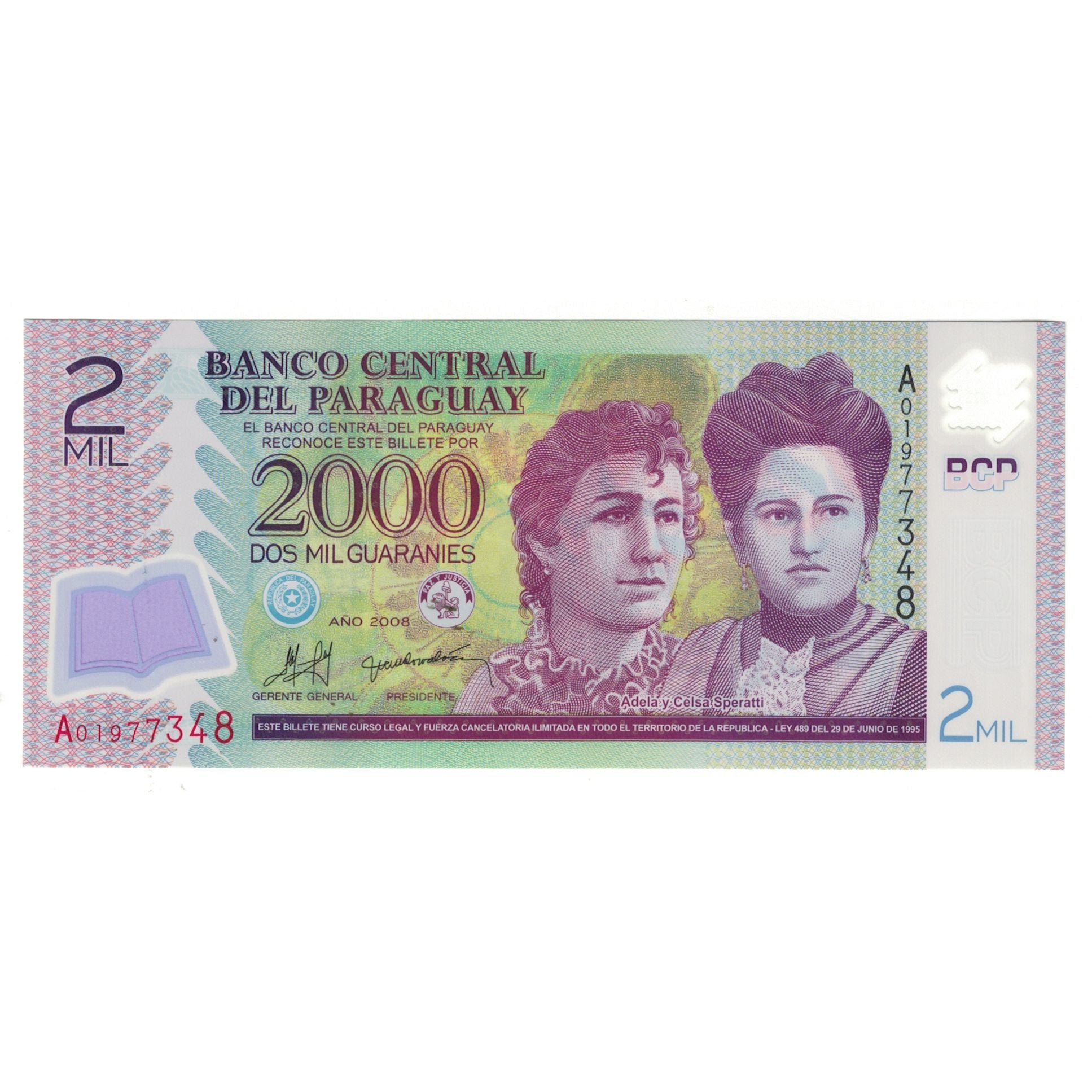 Billete, 2000 Guaranies, 2008, Paraguay, KM:228b, UNC